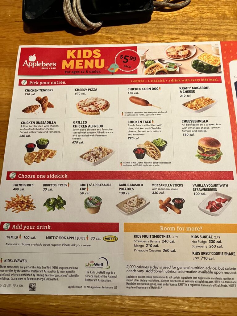 Essen gehen in den USA: Kids Menu